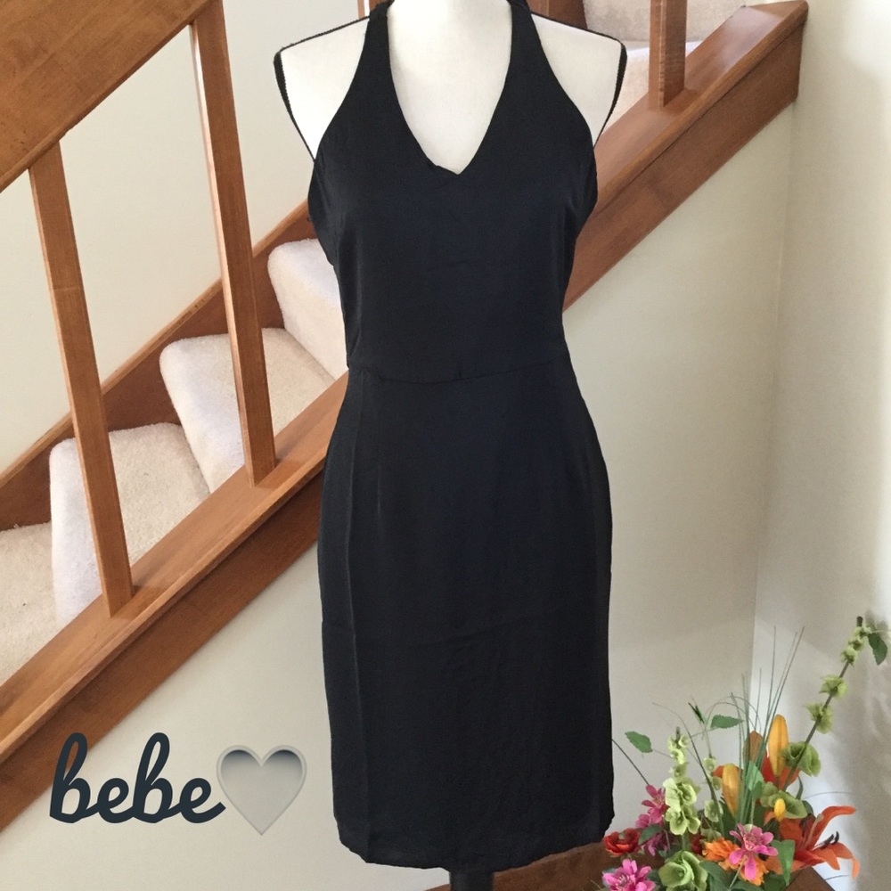 🖤SEXY🖤BEBE 💯RHINESTONE HALTER DRESS 6 NWT